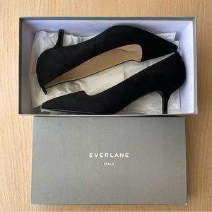 Everlane Black Suede Kitten Heel sz 8 Made in Italy